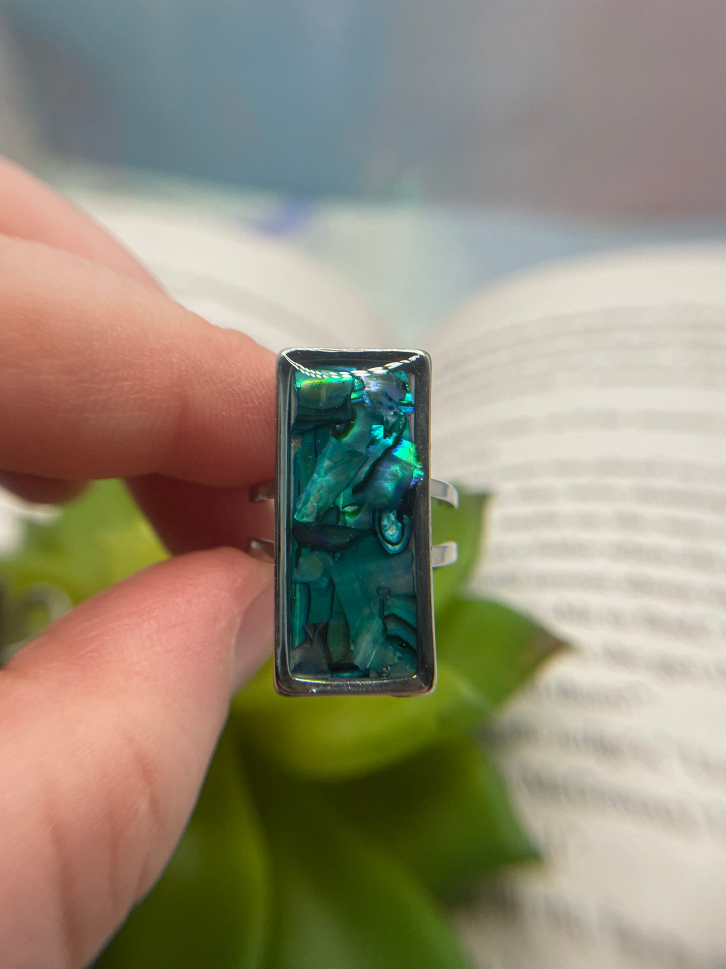 Rectangular Shell Rings – Silver Stainless Steel (Adjustable)