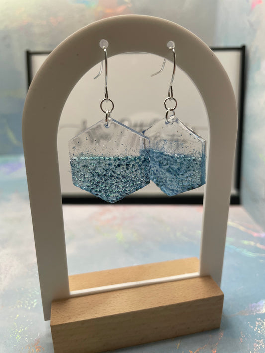 Chameleon Purple Geode Hexagon Earrings