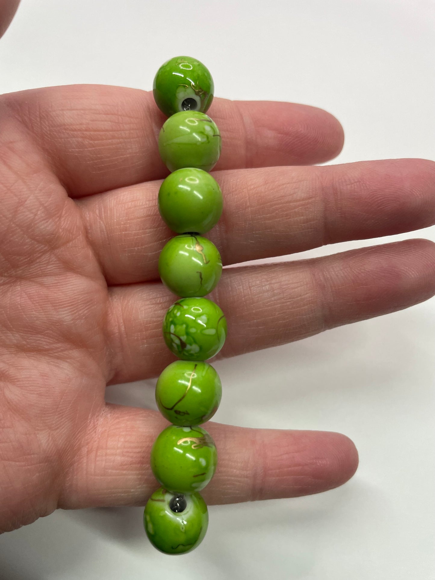 Vibrant Green Beaded Bracelet- Stainless Steel