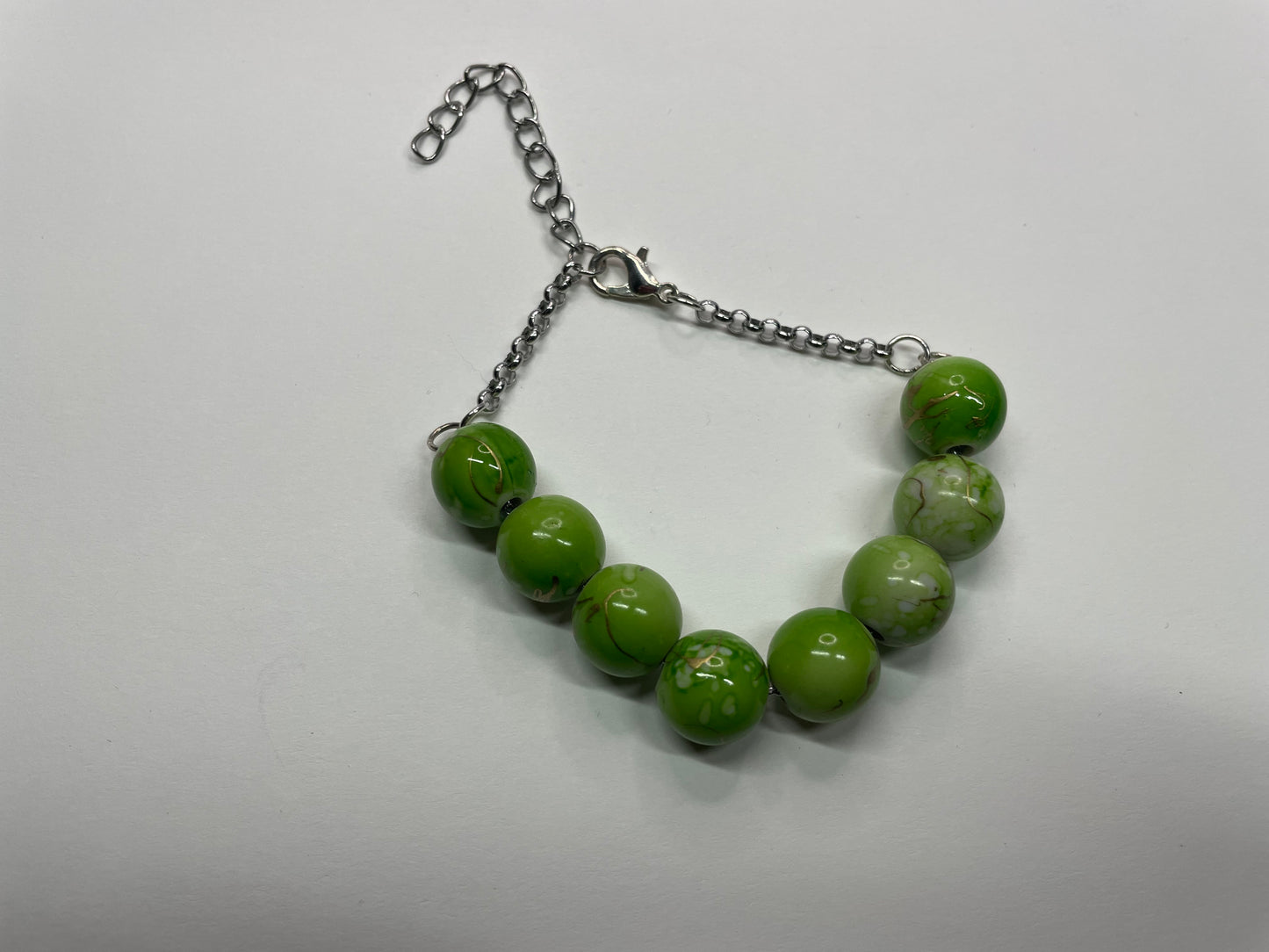 Vibrant Green Beaded Bracelet- Stainless Steel