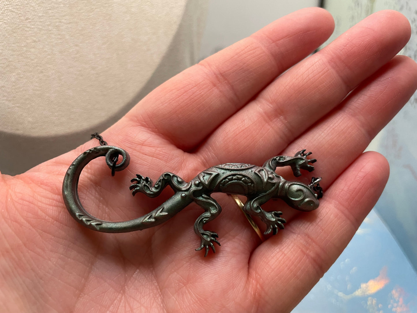 Collier caméléon gecko vert - 22''