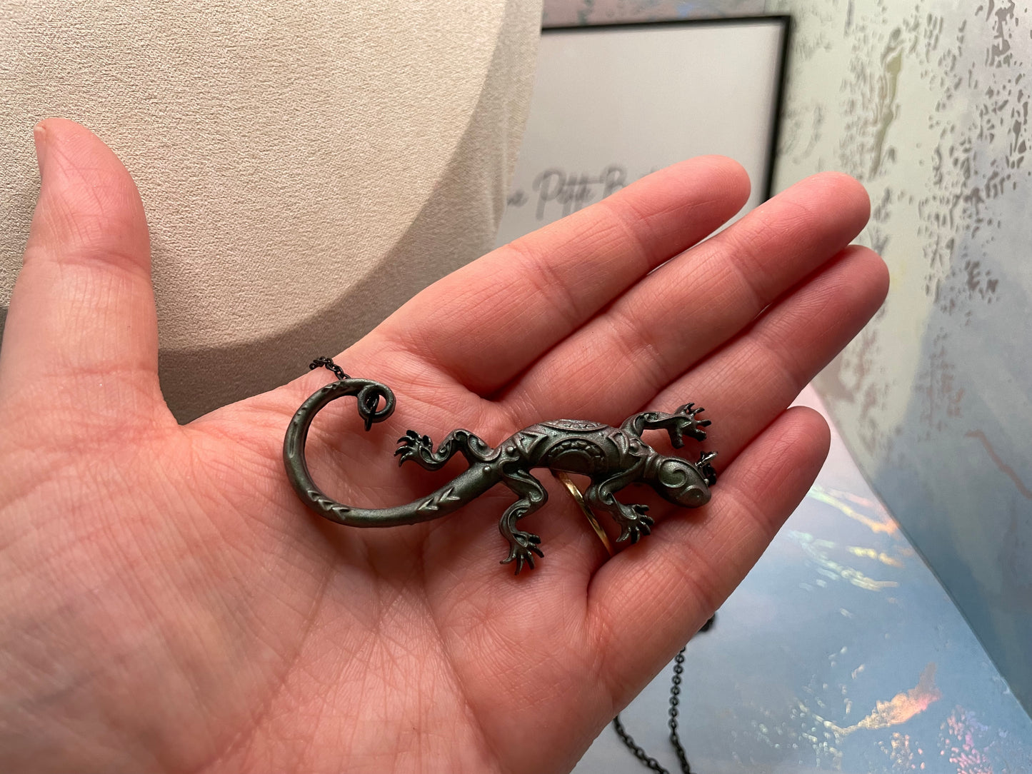 Collier caméléon gecko vert - 22''