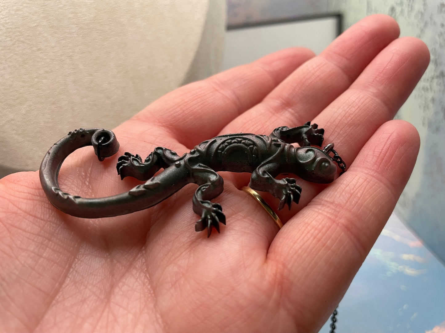 Collier caméléon gecko vert - 22''