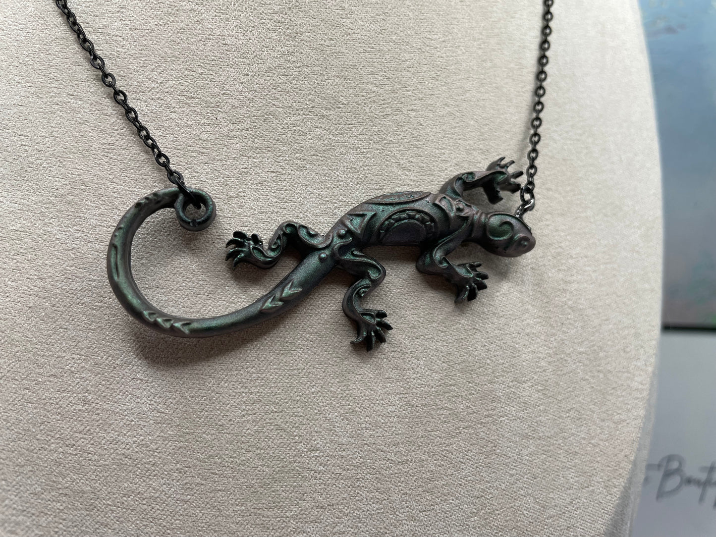 Collier caméléon gecko vert - 22''