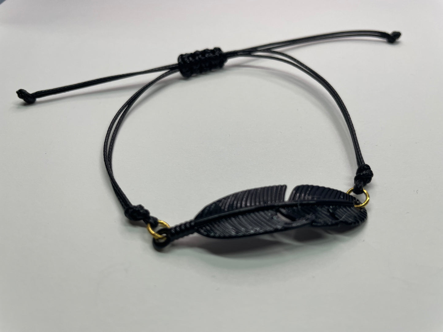 Bracelet Ajustable Plume Noire