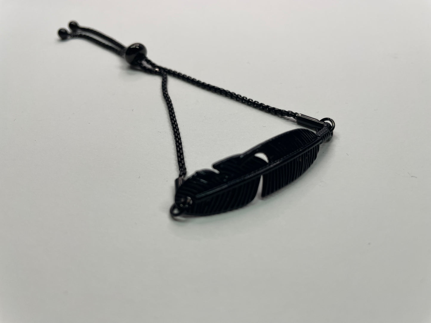 Bracelet Ajustable Plume Noire