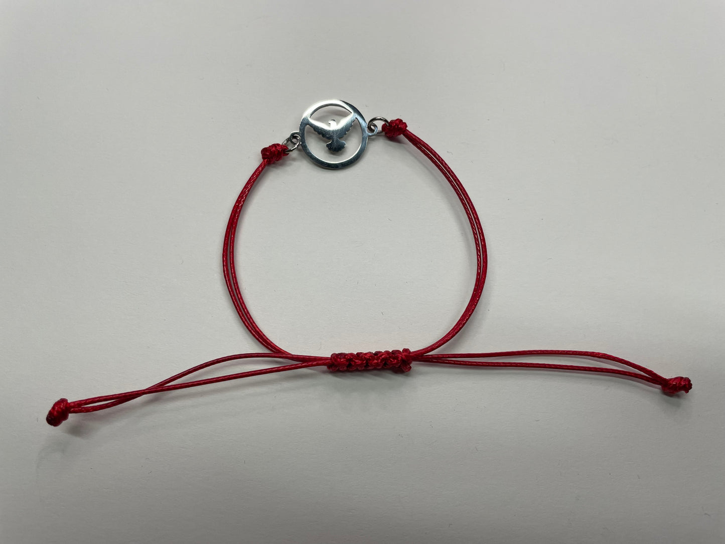 Bracelet Corde Rouge Ajustable Oiseau Cercle
