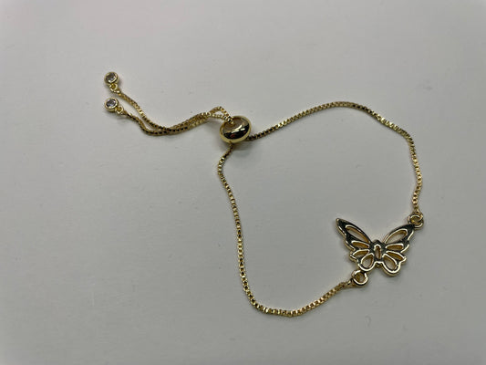 Bracelet Ajustable Papillon Or-Acier Inoxydable