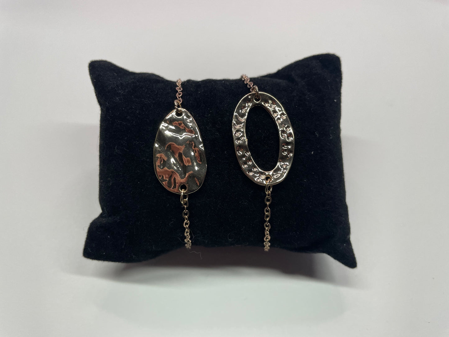 Bracelet or rose à texture martelée-Acier Inoxydable