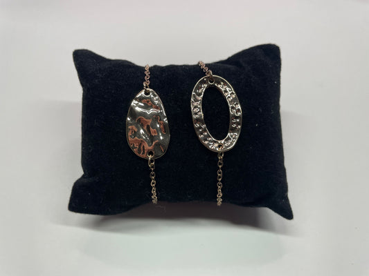 Bracelet or rose à texture martelée-Acier Inoxydable