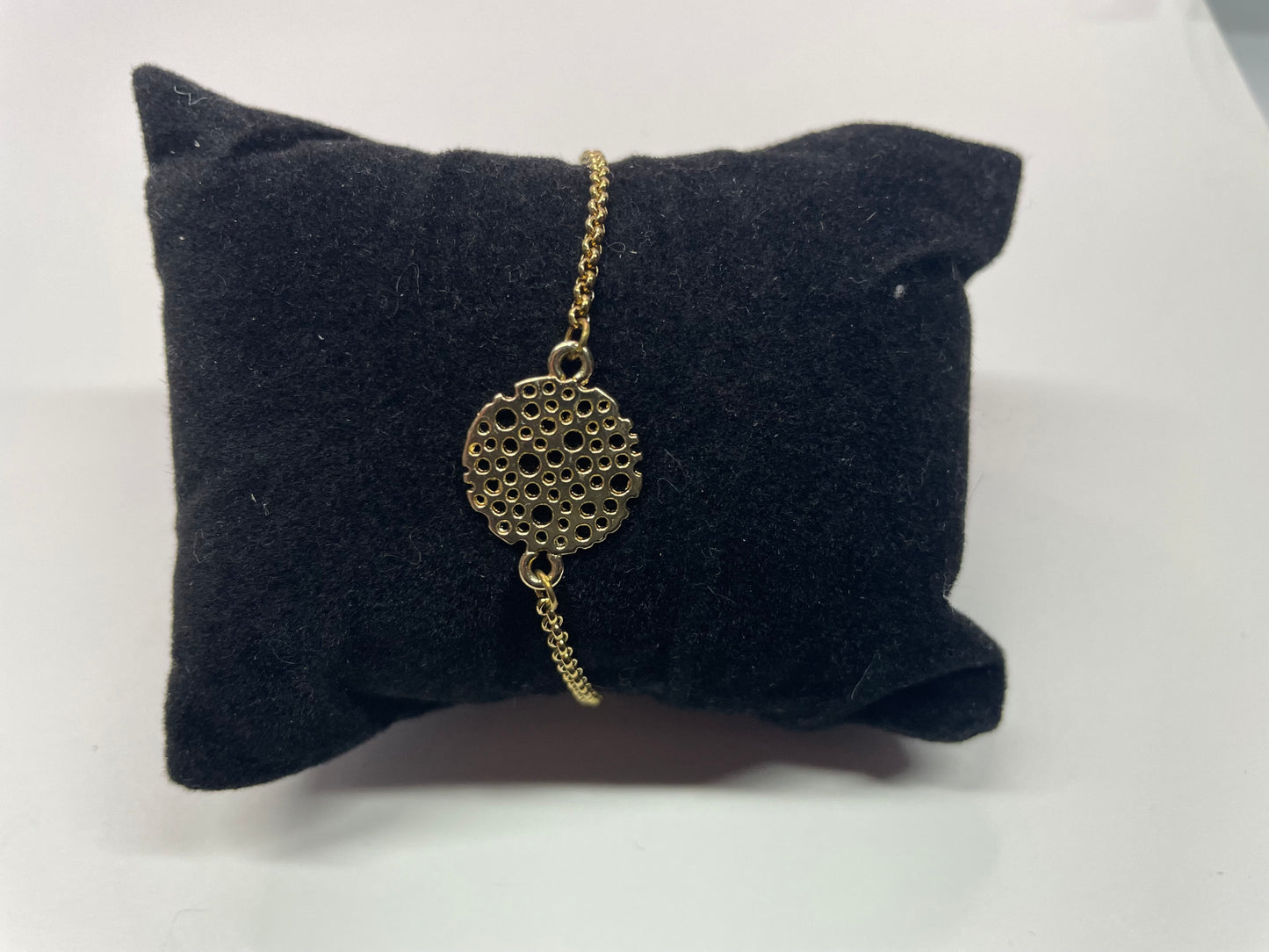 Gold Round Charm Bracelet-Stainless Steel