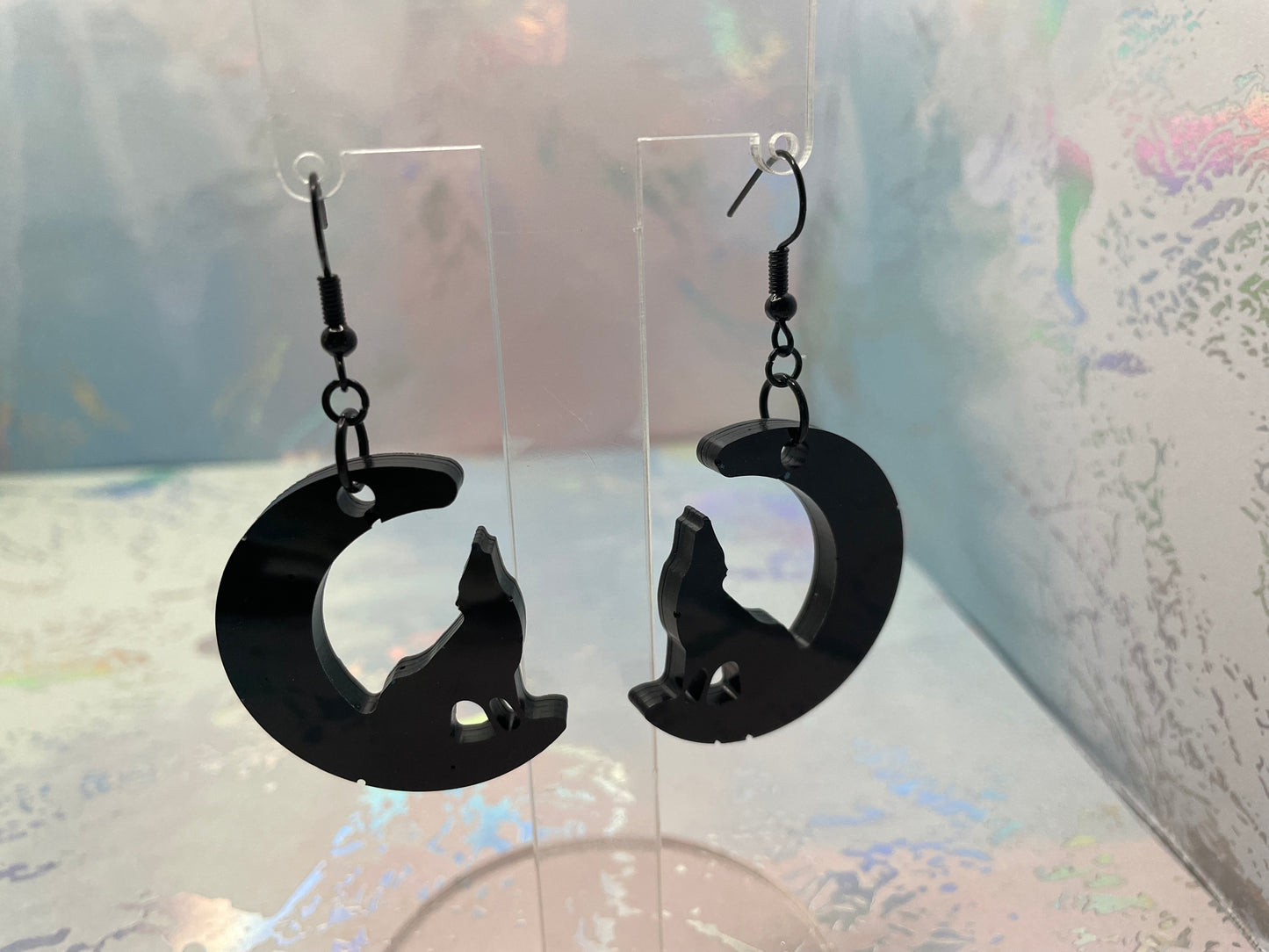 Boucles d'oreilles Loup et Lune