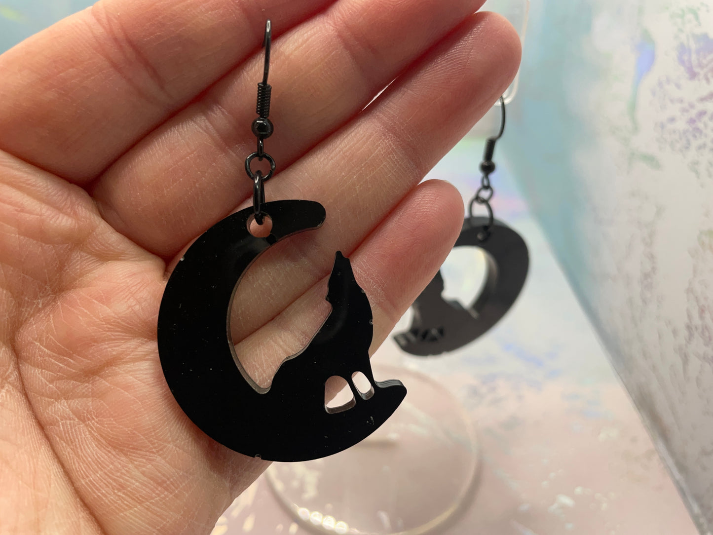 Boucles d'oreilles Loup et Lune
