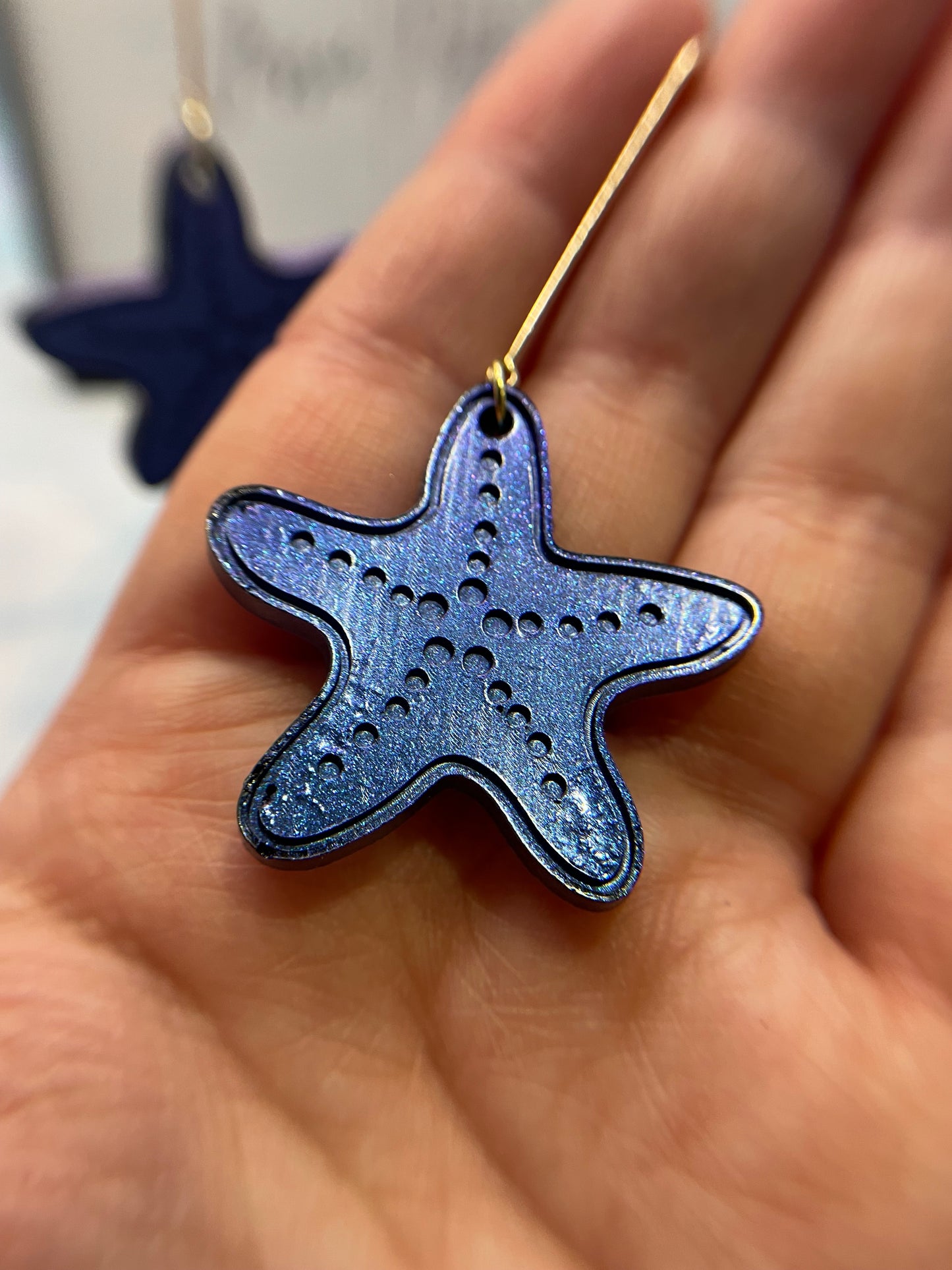 Boucles d'oreilles étoile de mer mauve caméléon