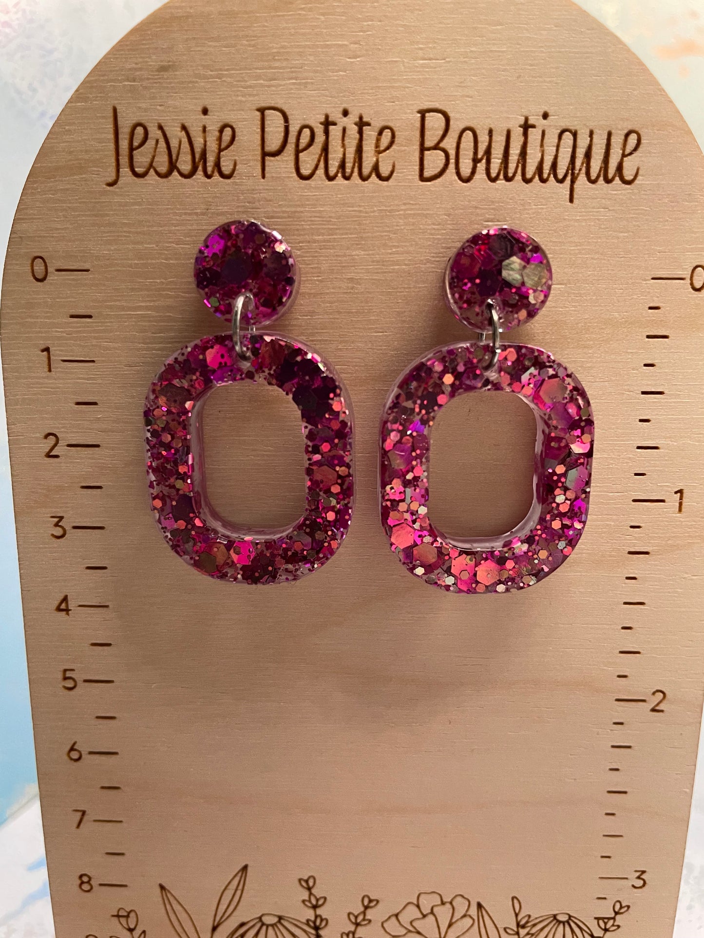 Sparkly Pink Oval Stud Earrings – Nickel Free