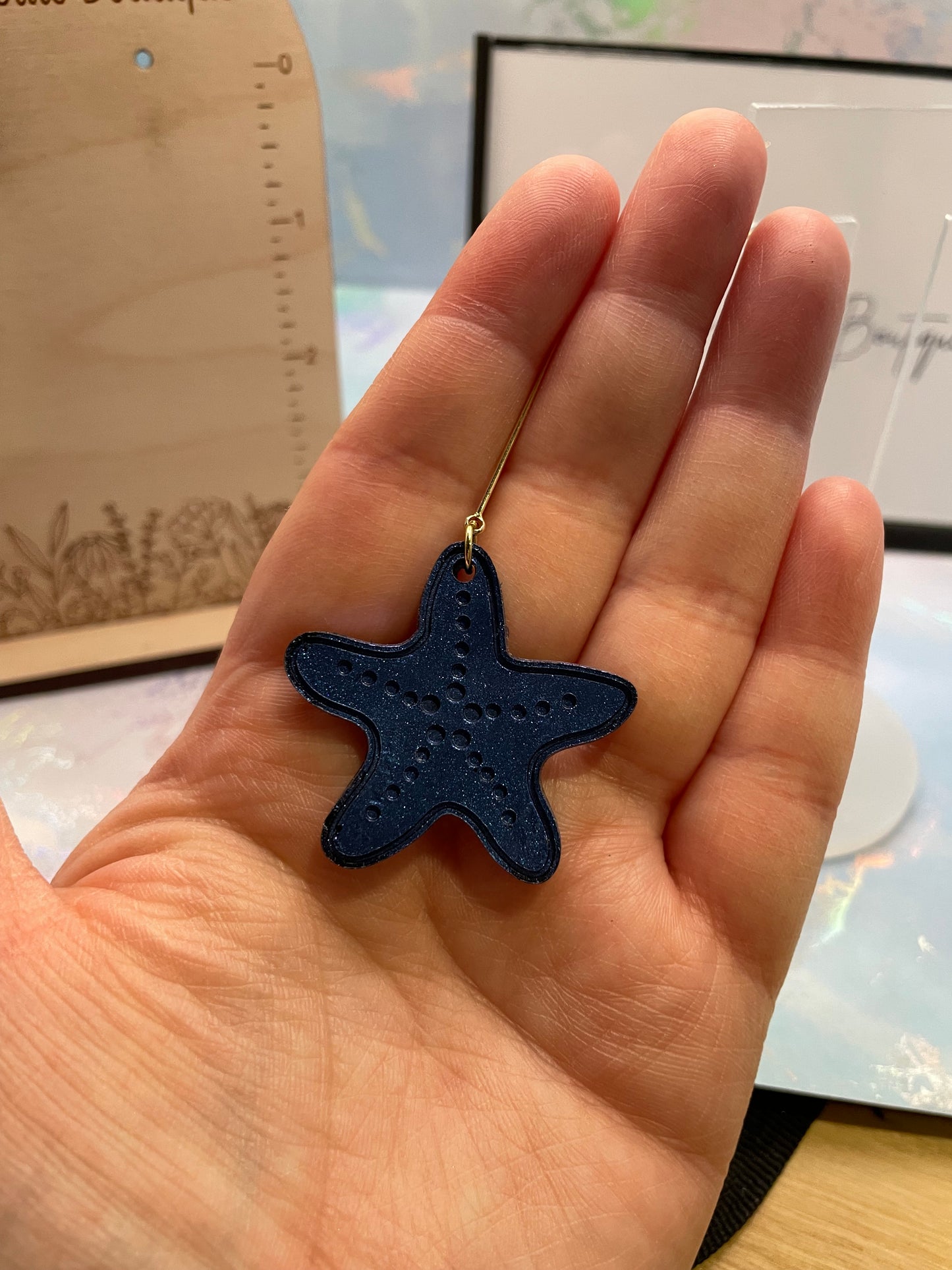 Boucles d'oreilles étoile de mer mauve caméléon