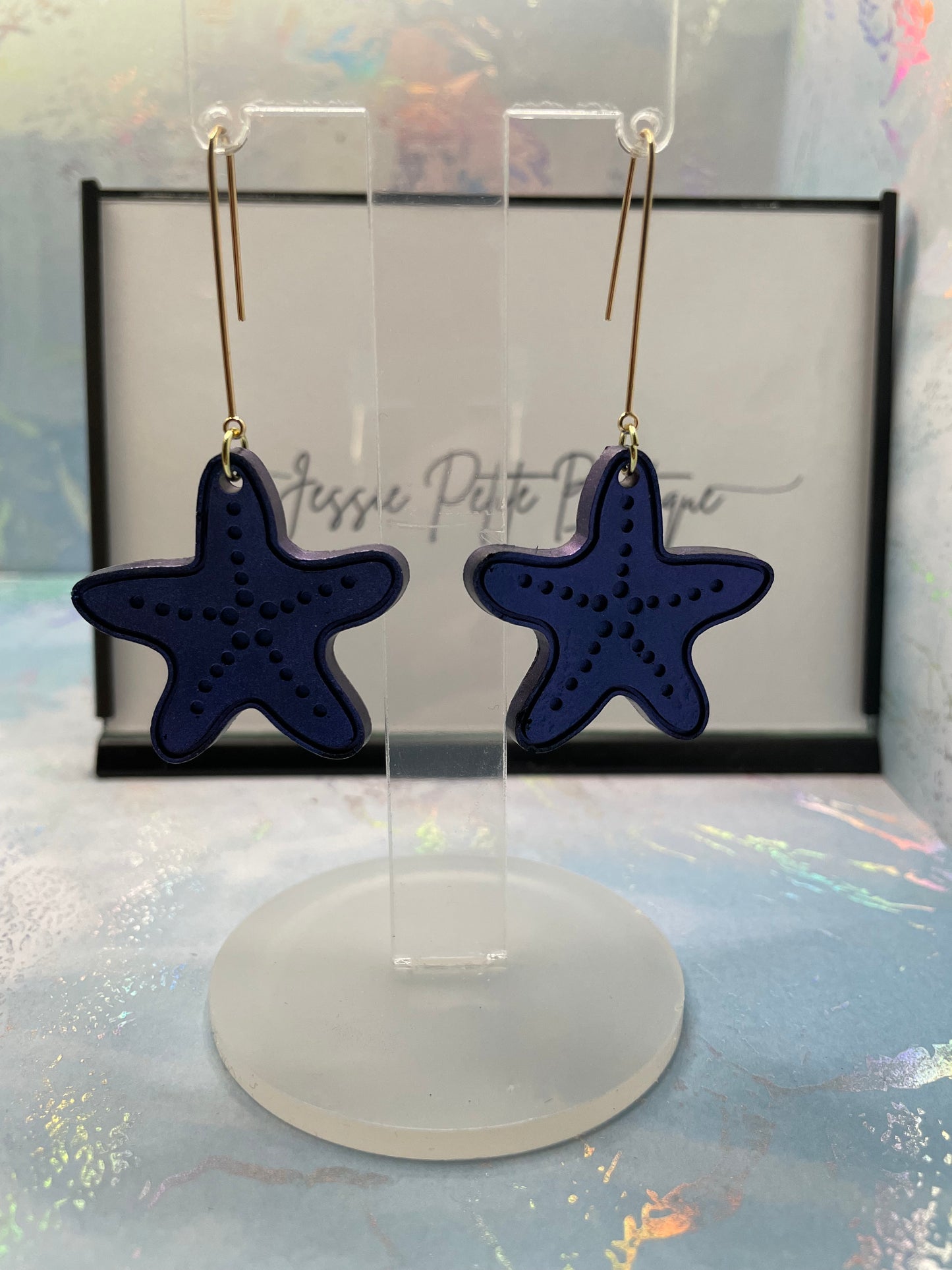 Boucles d'oreilles étoile de mer mauve caméléon