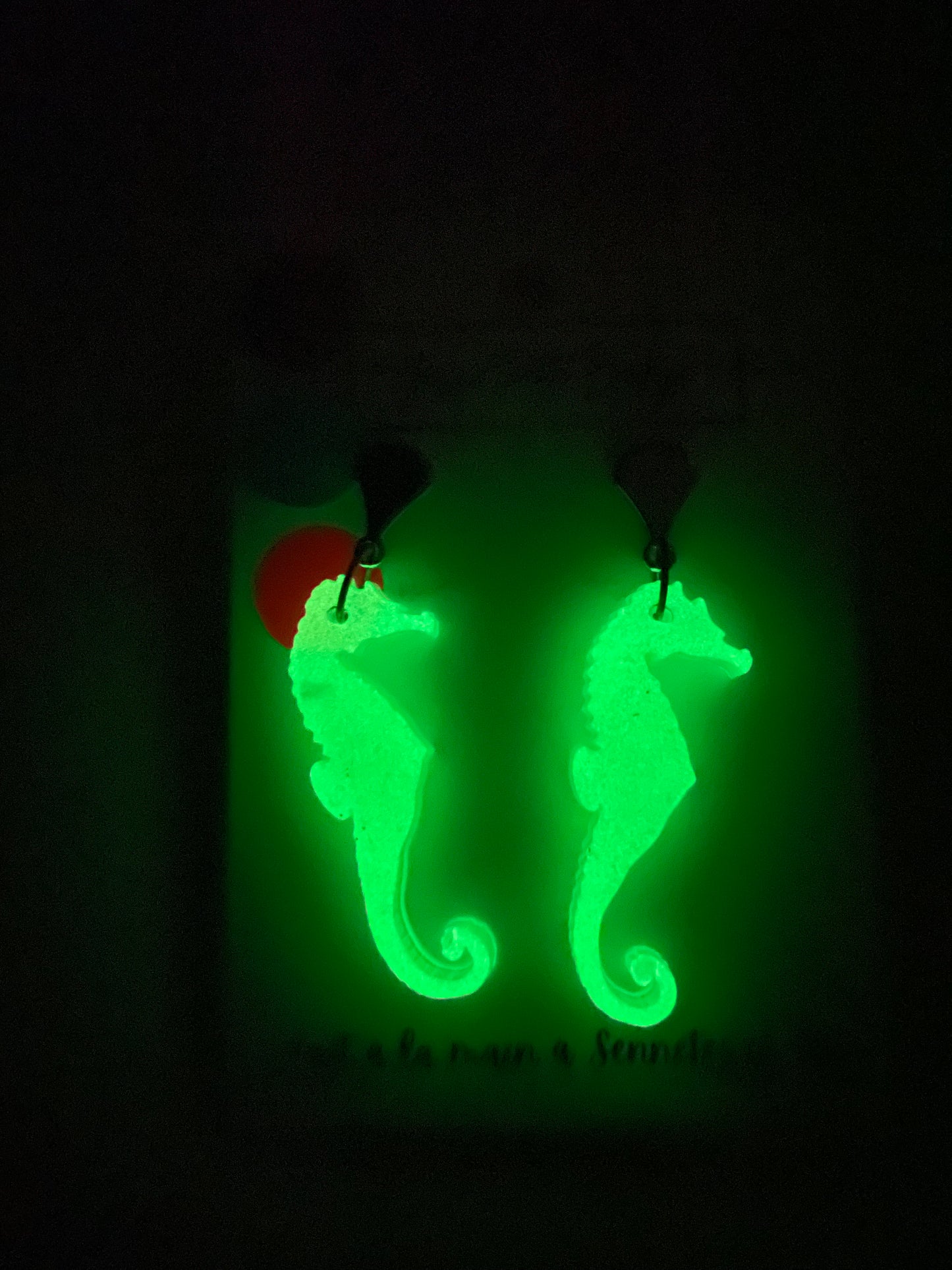Glow-in-the-Dark Green Seahorse Earrings -Nickel Free