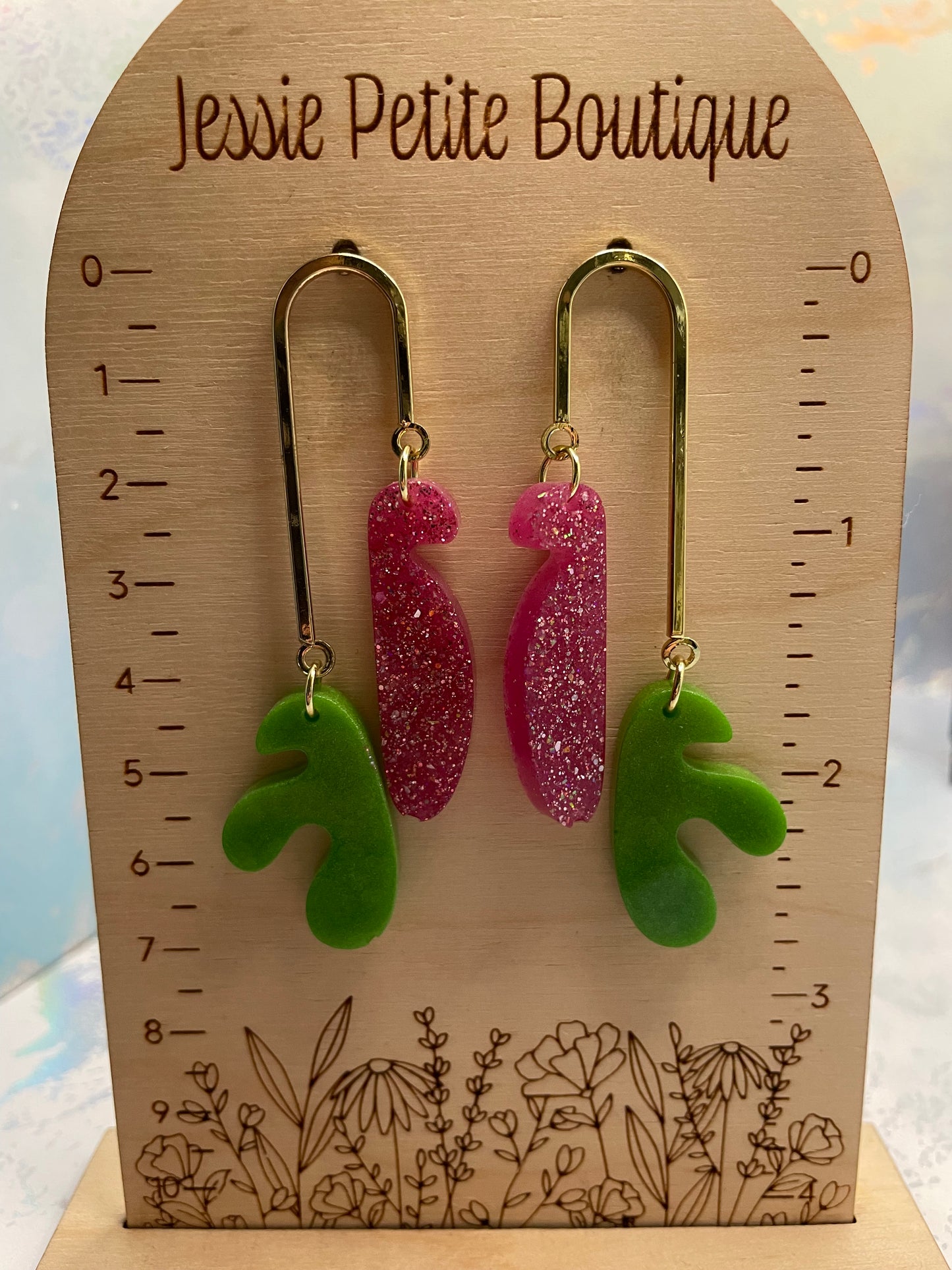 Funky Double Dangle Earrings- STAINLESS STEEL+GOLD PLATED