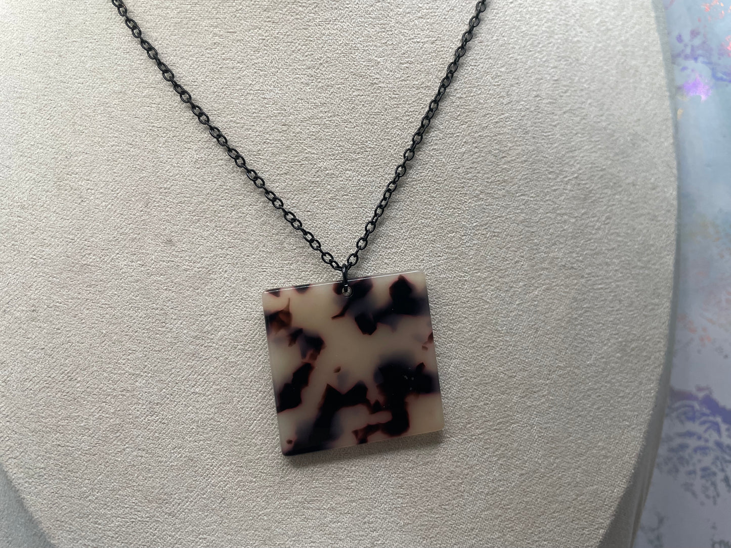 Square Tortoise Necklace & Earrings SET-Nickel Free