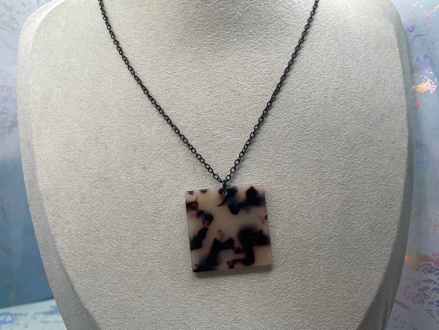 Square Tortoise Necklace & Earrings SET-Nickel Free