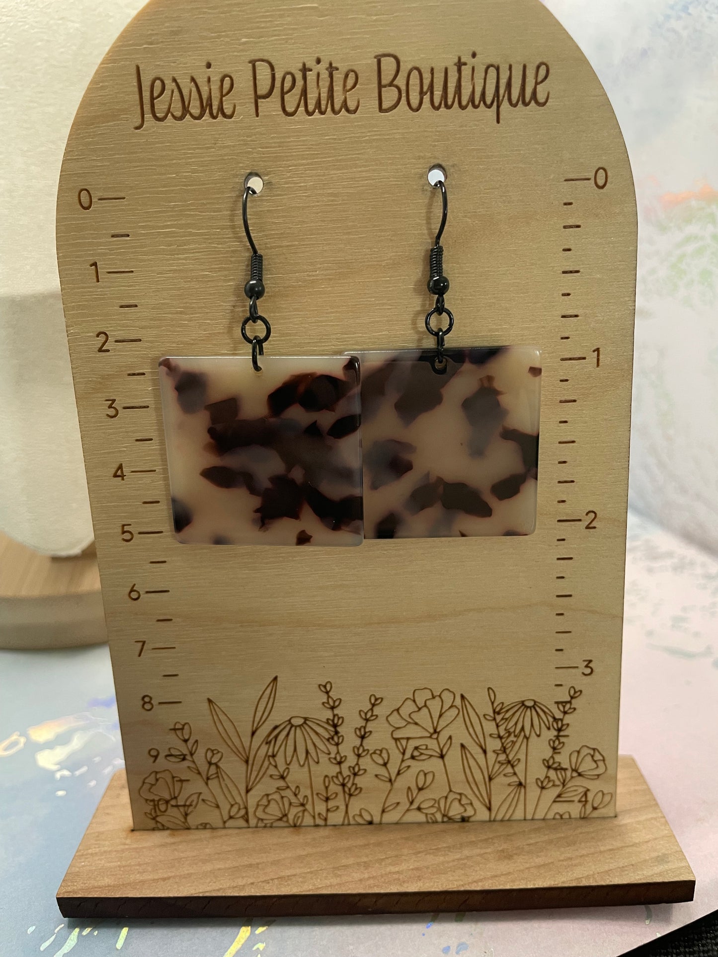 Square Tortoise Necklace & Earrings SET-Nickel Free