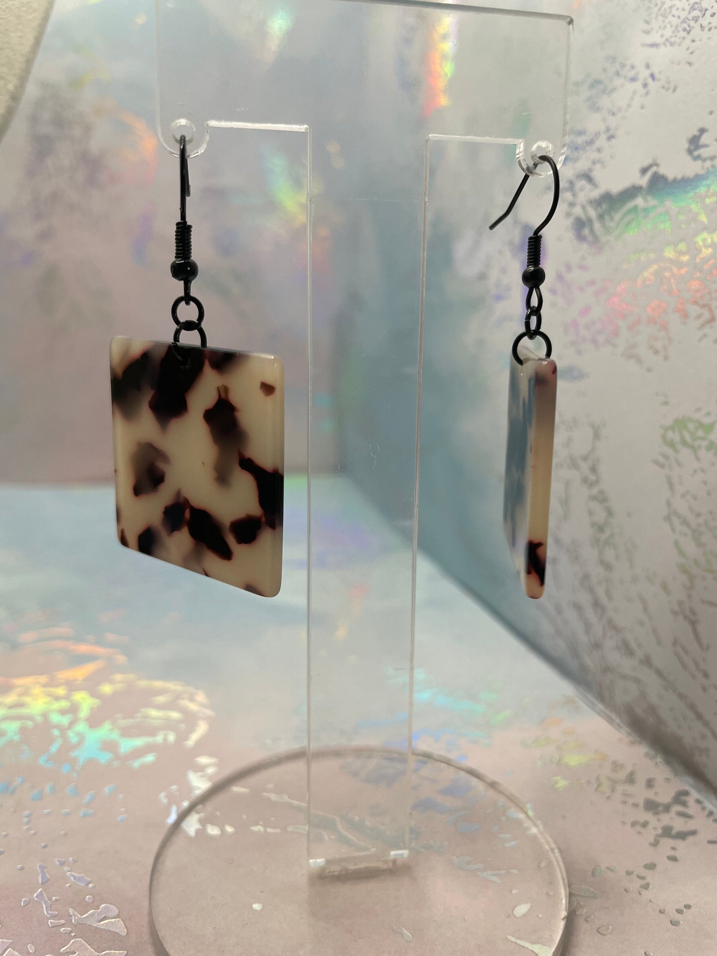 Square Tortoise Necklace & Earrings SET-Nickel Free