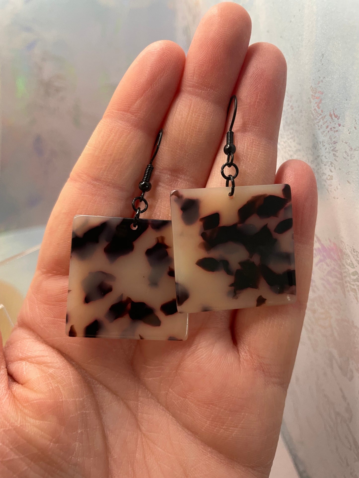 Square Tortoise Necklace & Earrings SET-Nickel Free