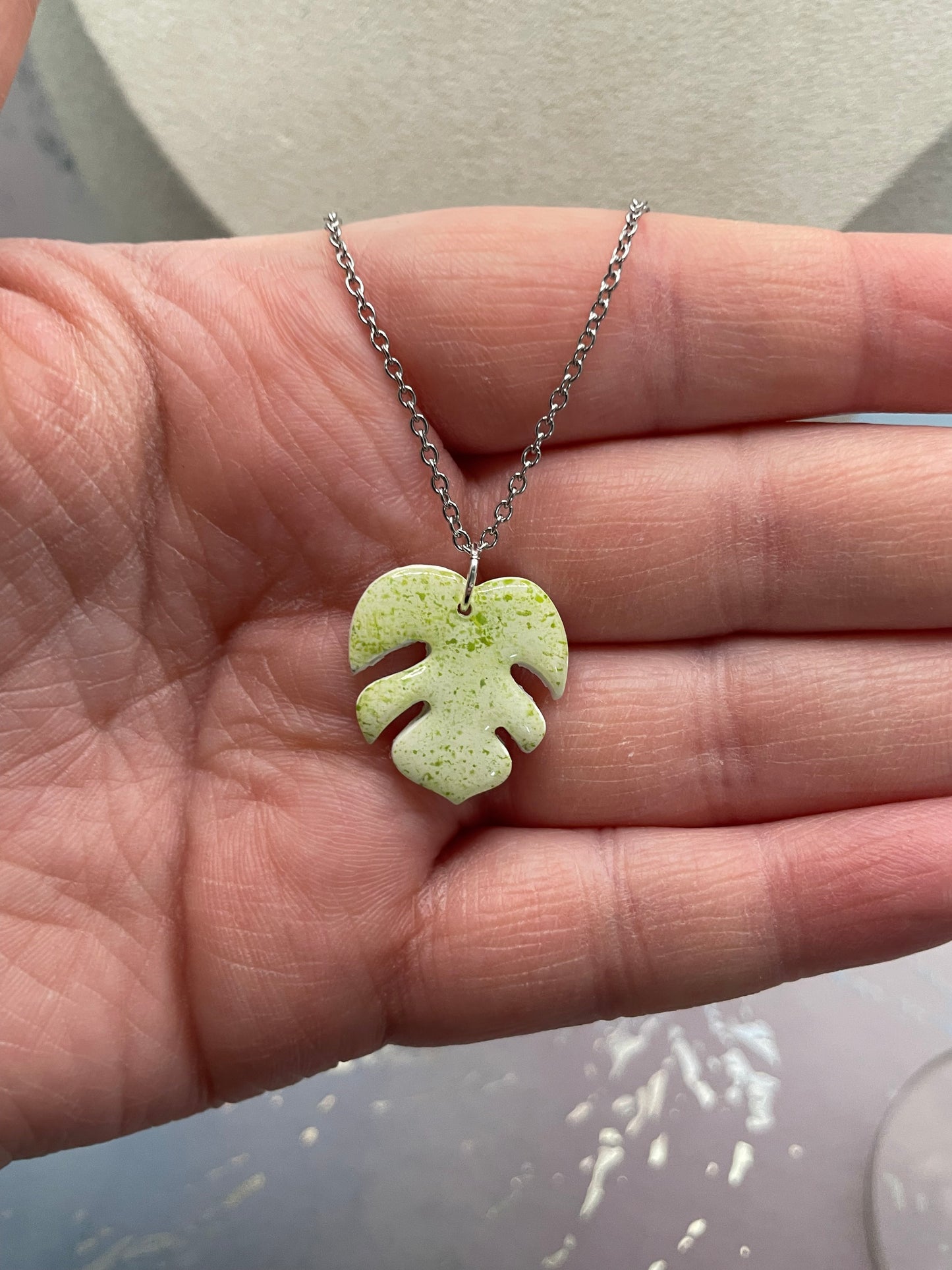 Ensemble Petite Monstera Argile Verte-Acier Inoxydable