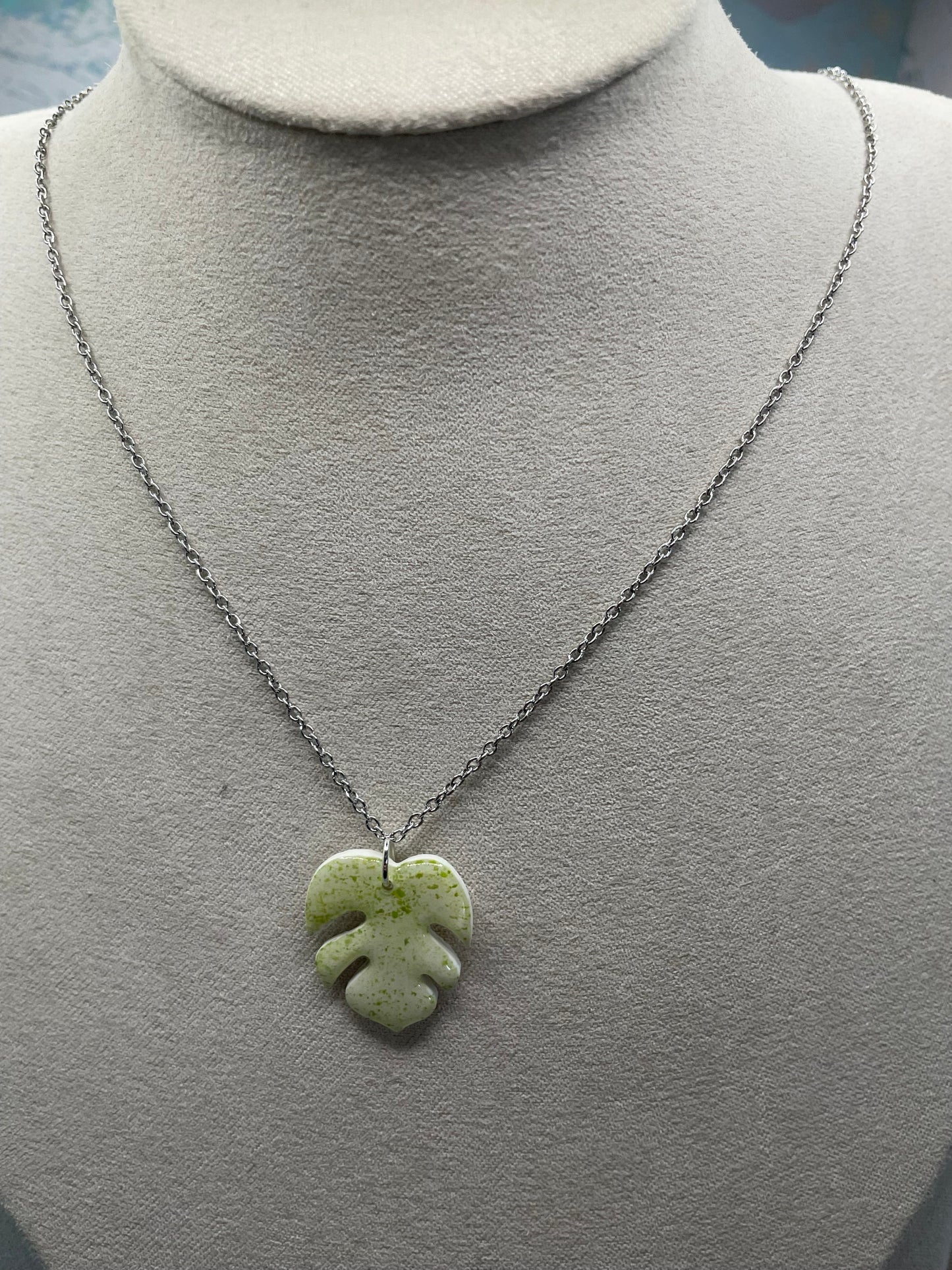 Ensemble Petite Monstera Argile Verte-Acier Inoxydable