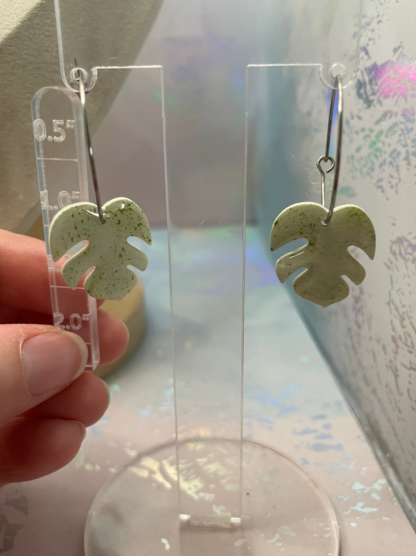 Ensemble Petite Monstera Argile Verte-Acier Inoxydable