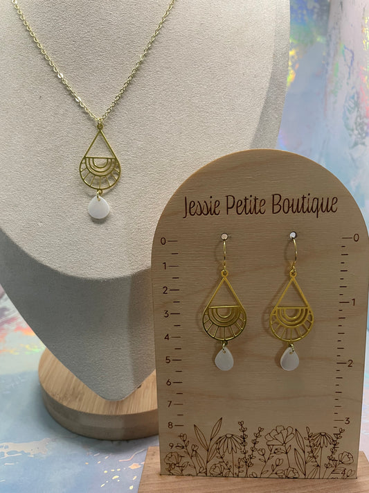 Gold Boho Teardrop+Shell SET-Nickel Free
