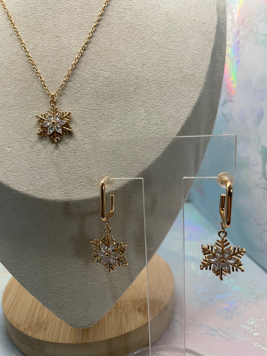 Gold Snowflake Set with Zirconia