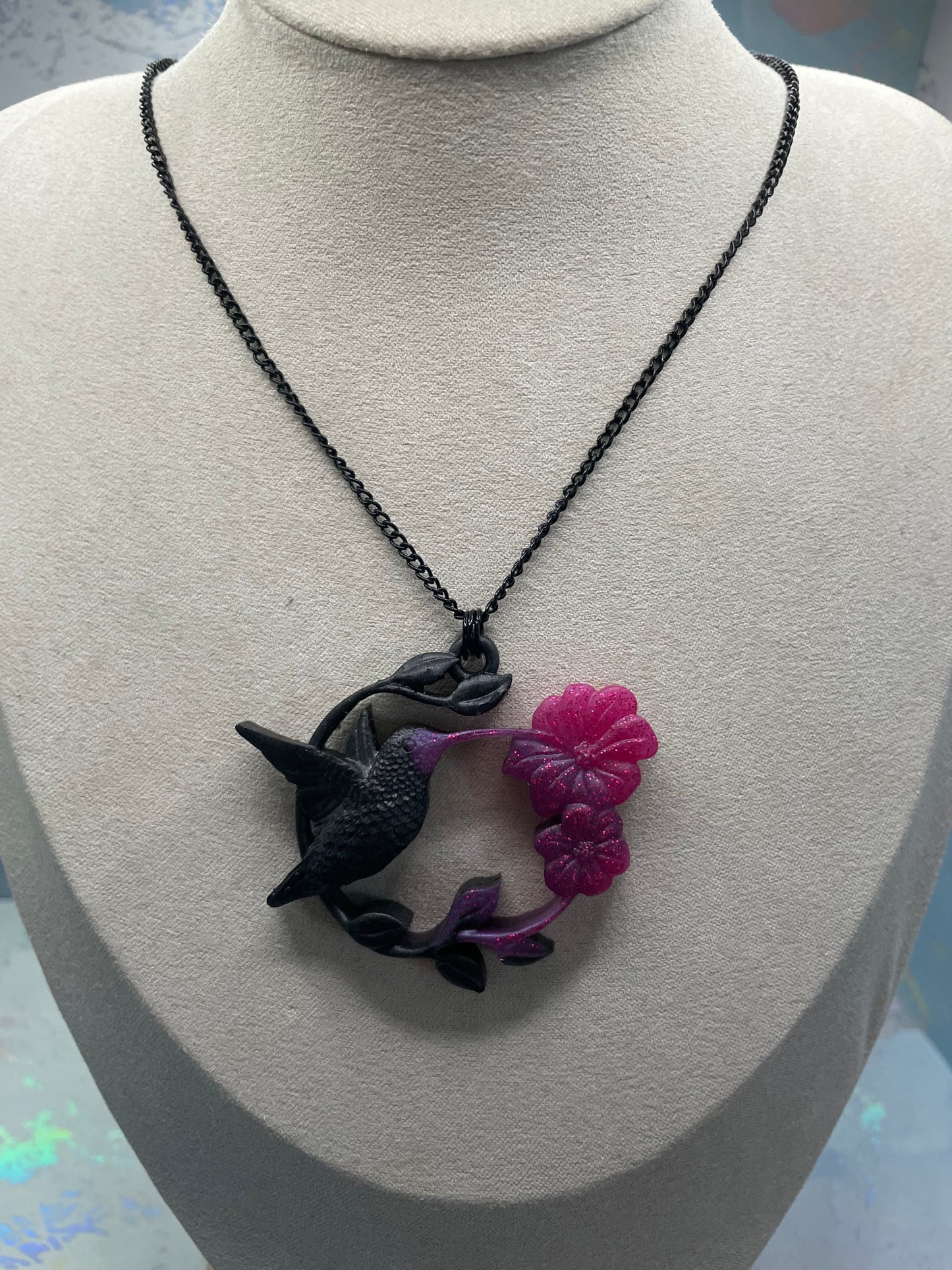 Collier Colibri & Fleurs