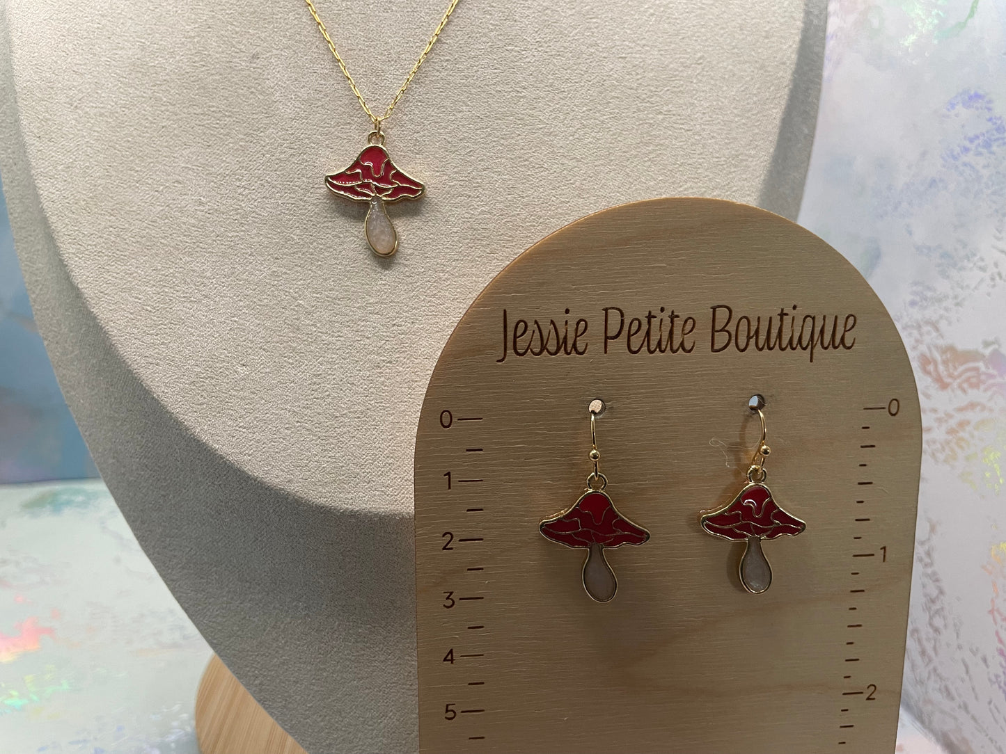 Ensemble petit champignon Rouge+Blanc-Acier Inoxydable