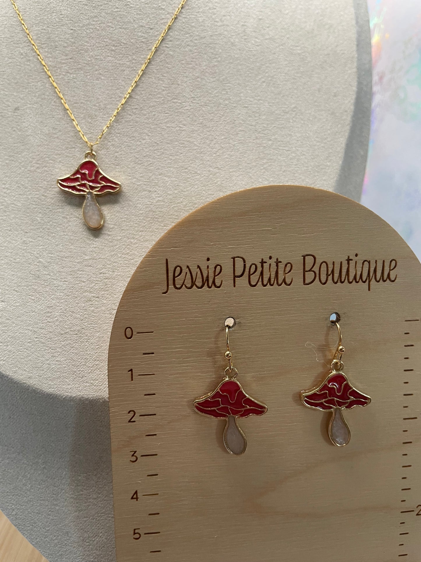 Ensemble petit champignon Rouge+Blanc-Acier Inoxydable