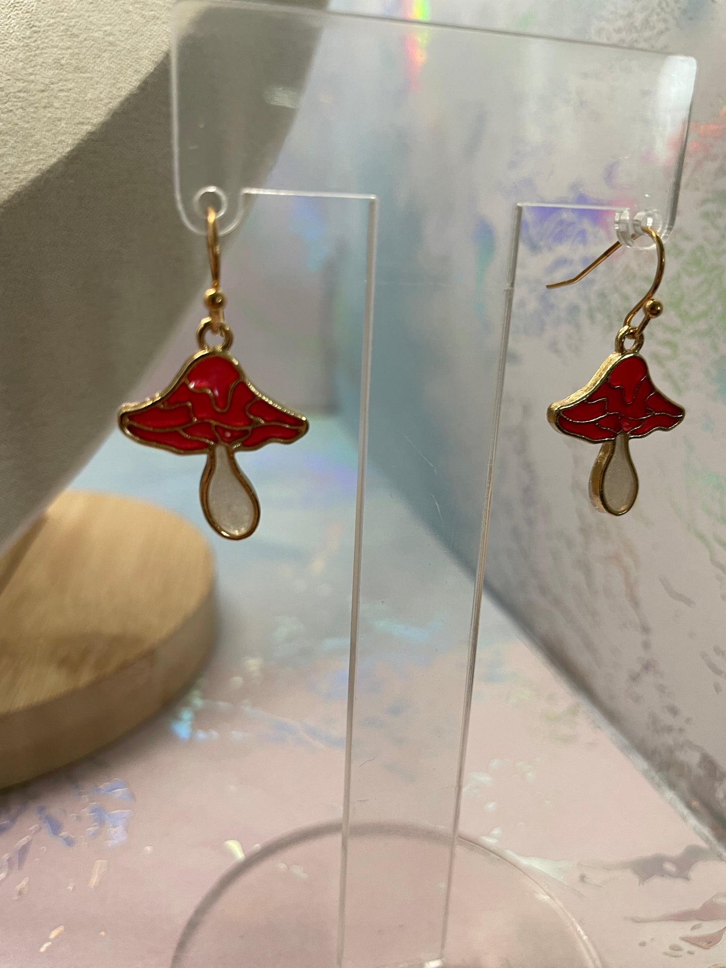 Ensemble petit champignon Rouge+Blanc-Acier Inoxydable