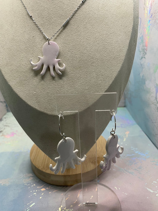 Ensemble pieuvre rose et blanc- Acier inoxydable