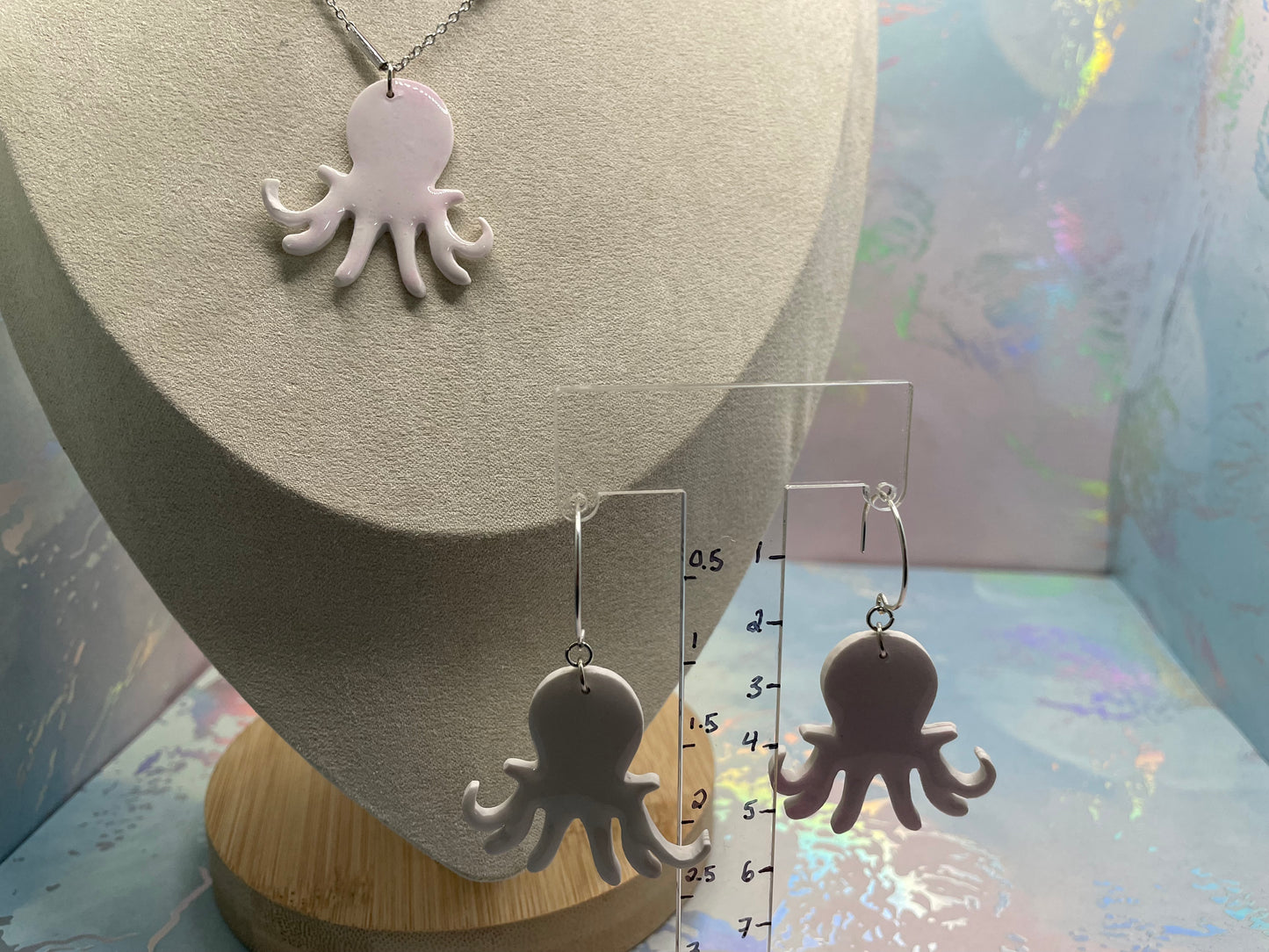 Ensemble pieuvre rose et blanc- Acier inoxydable