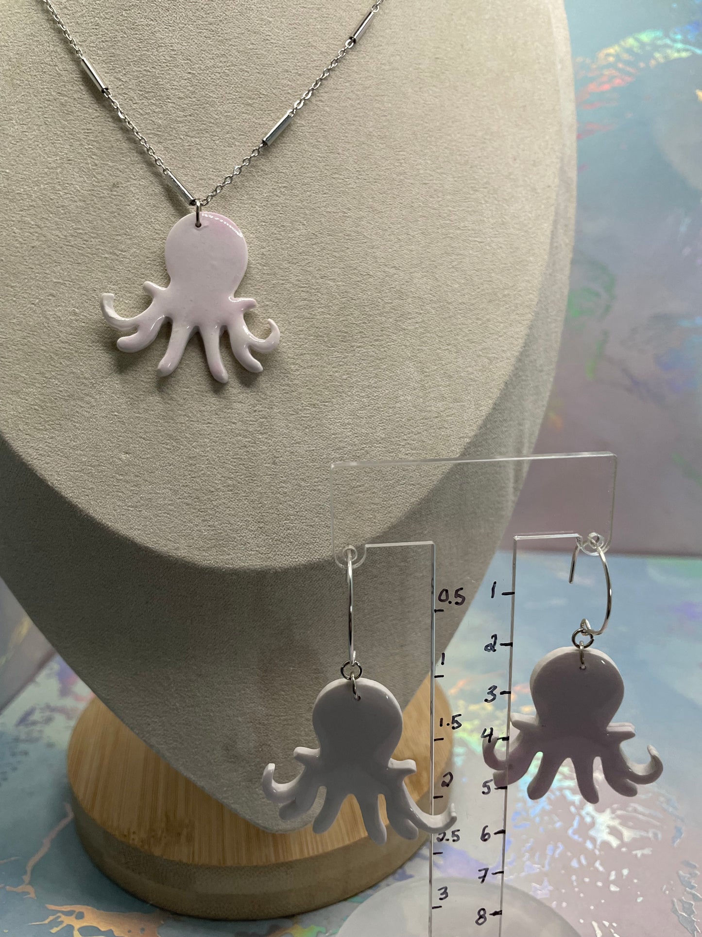 Ensemble pieuvre rose et blanc- Acier inoxydable