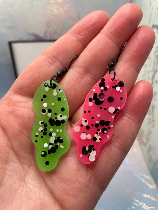 Glow-in-the-Dark Mismatched Dangle Earrings -NICKEL FREE