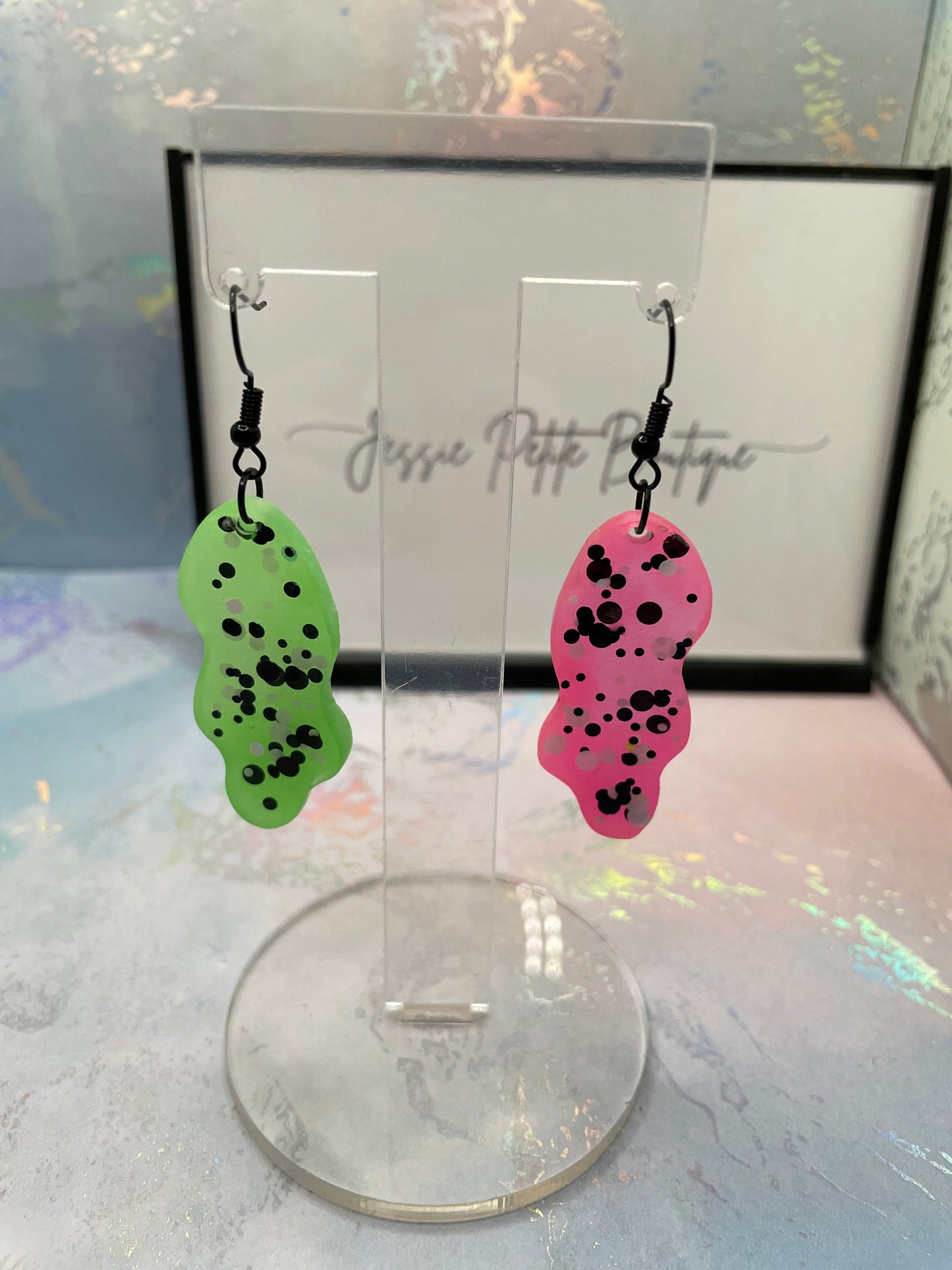 Glow-in-the-Dark Mismatched Dangle Earrings -NICKEL FREE