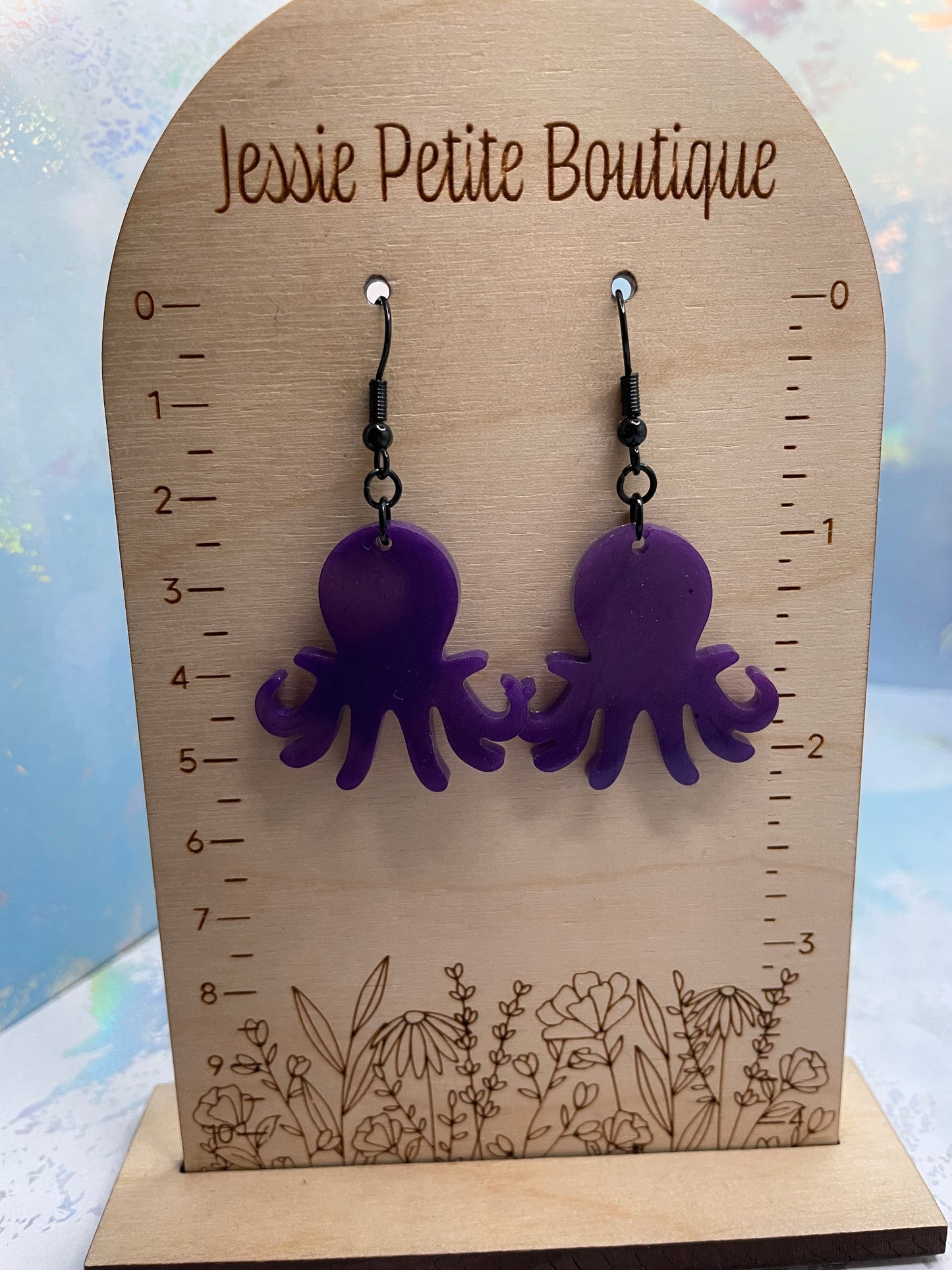 Purple Octopus Dangle Earrings