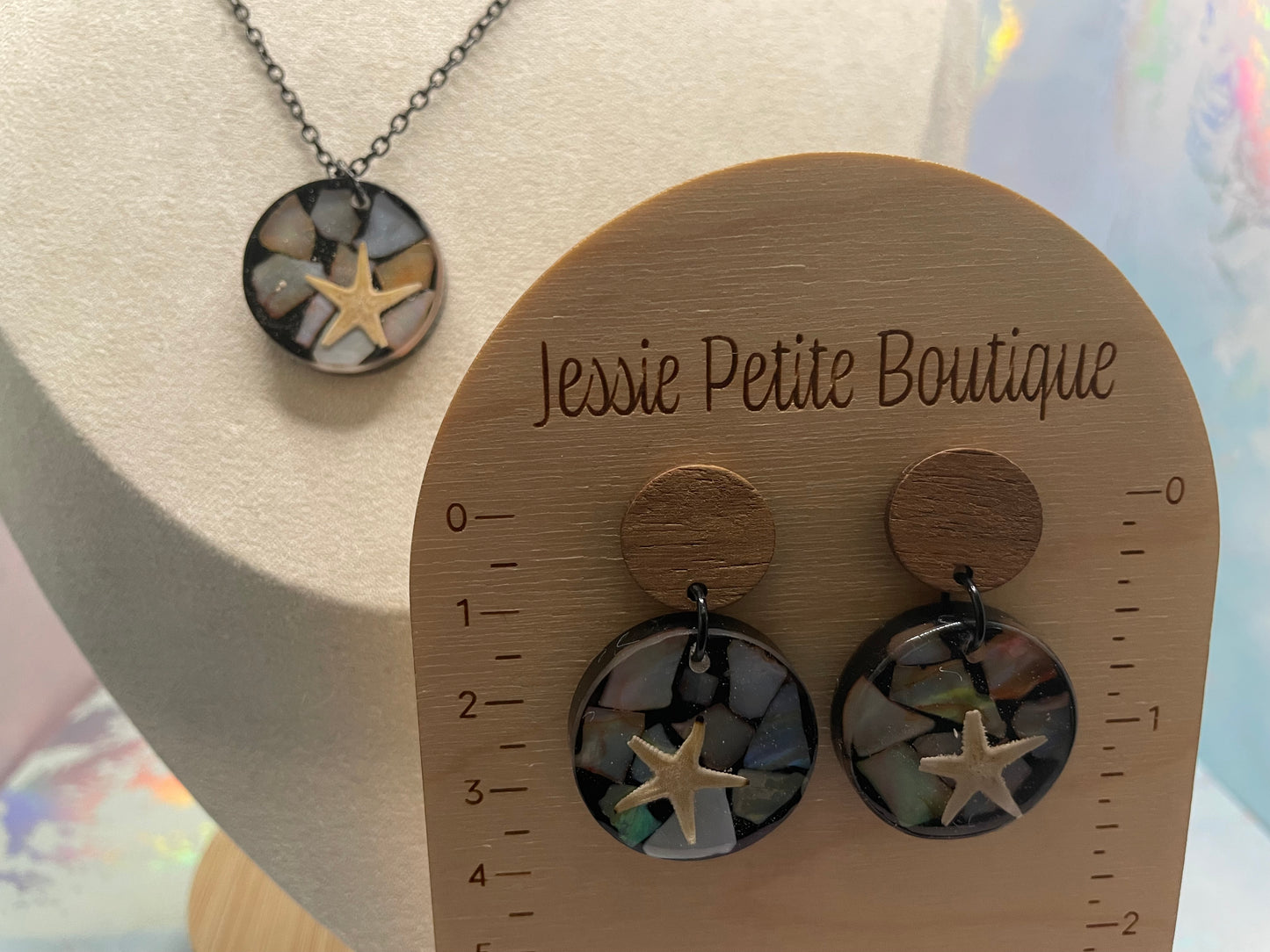 Starfish Shell Necklace & Earring Set-Nickel Free