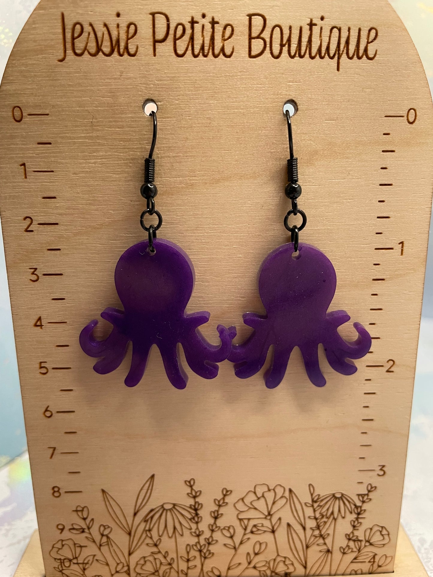 Purple Octopus Dangle Earrings