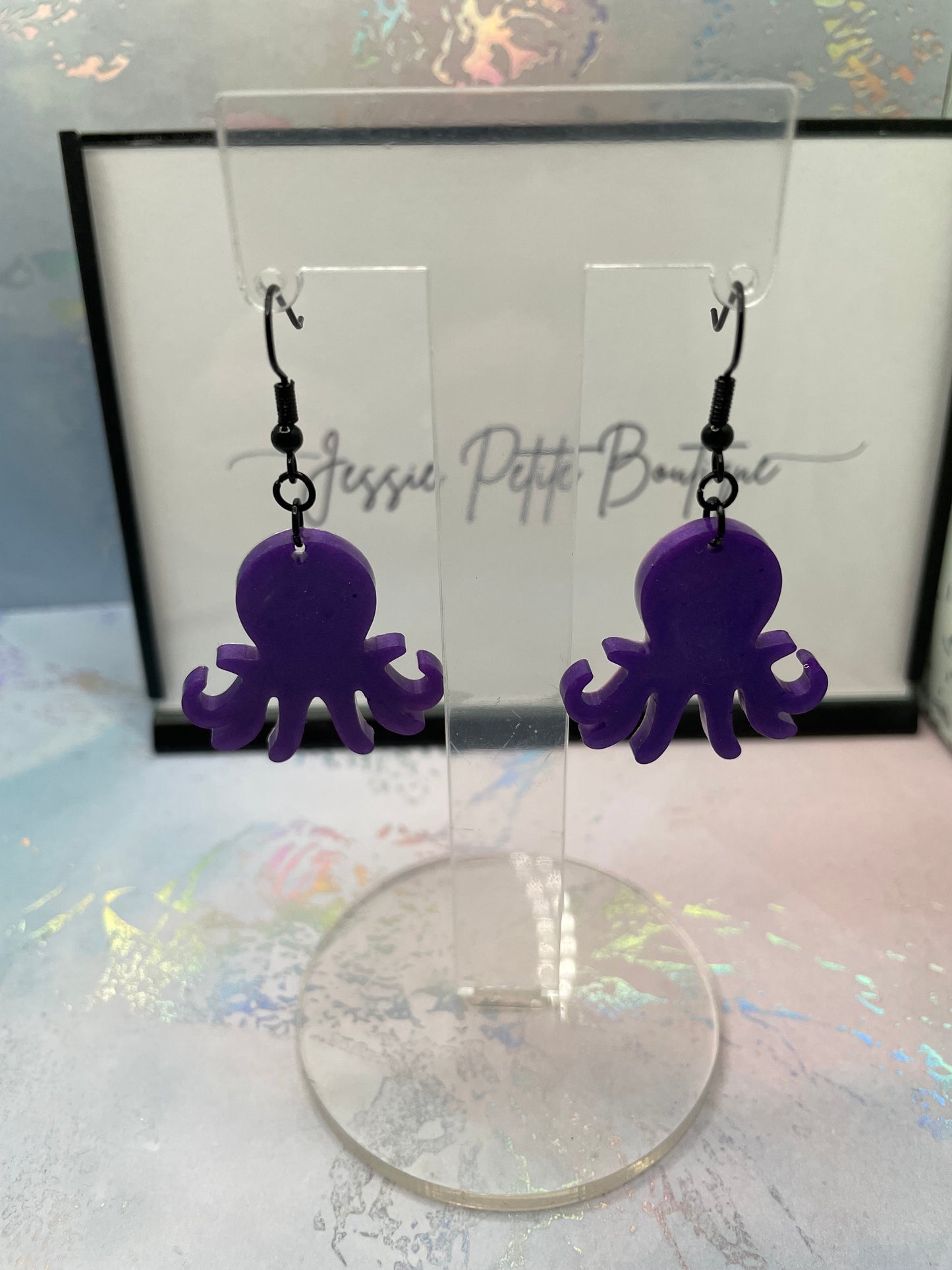 Purple Octopus Dangle Earrings