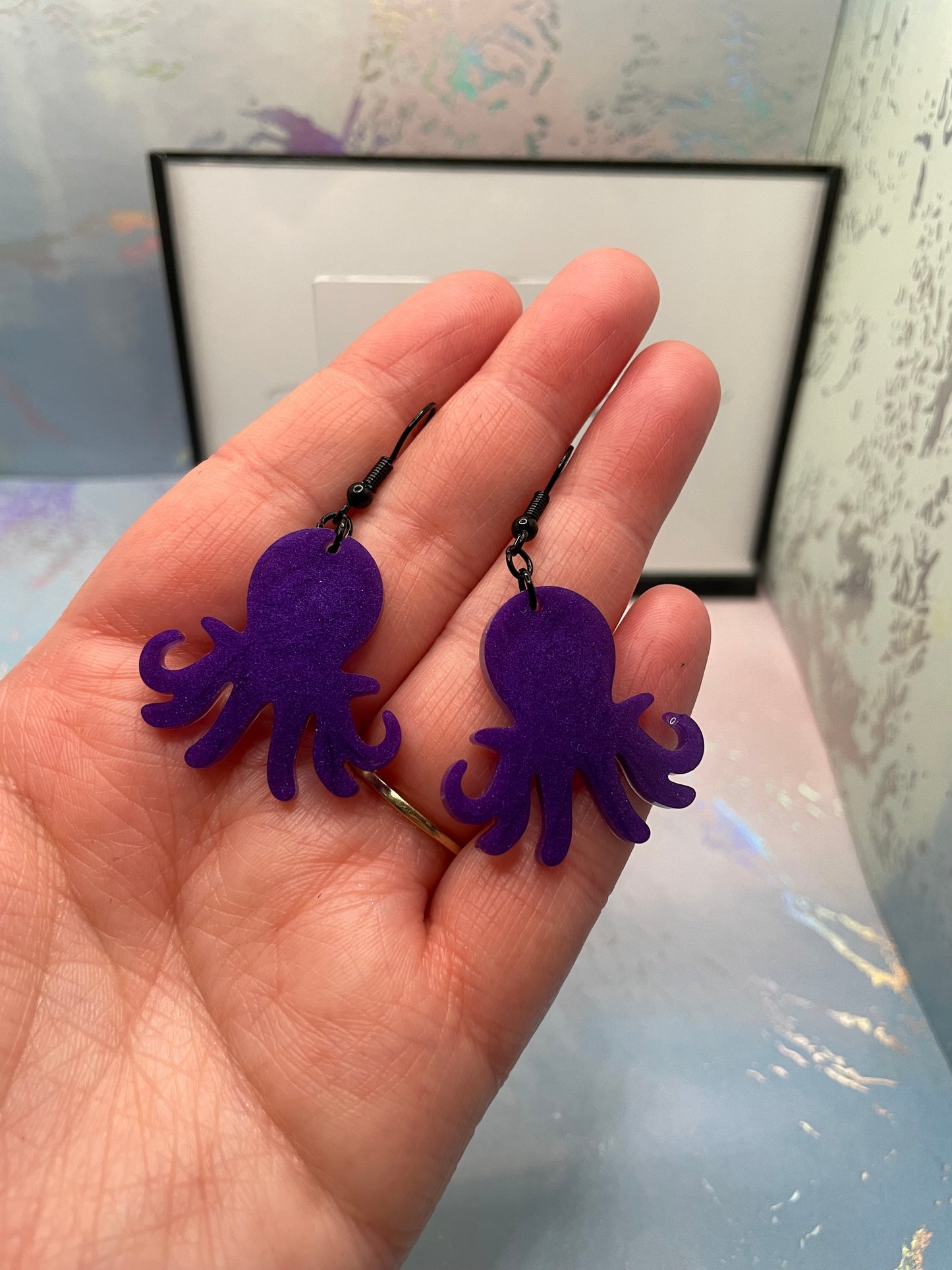 Purple Octopus Dangle Earrings