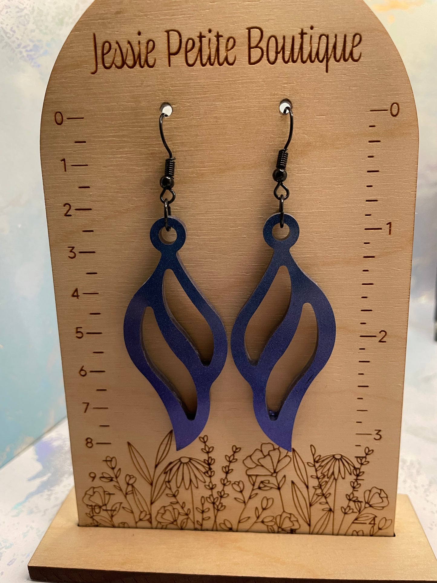Chameleon Blue Petite Ailes du Ciel Earrings-NICKEL FREE
