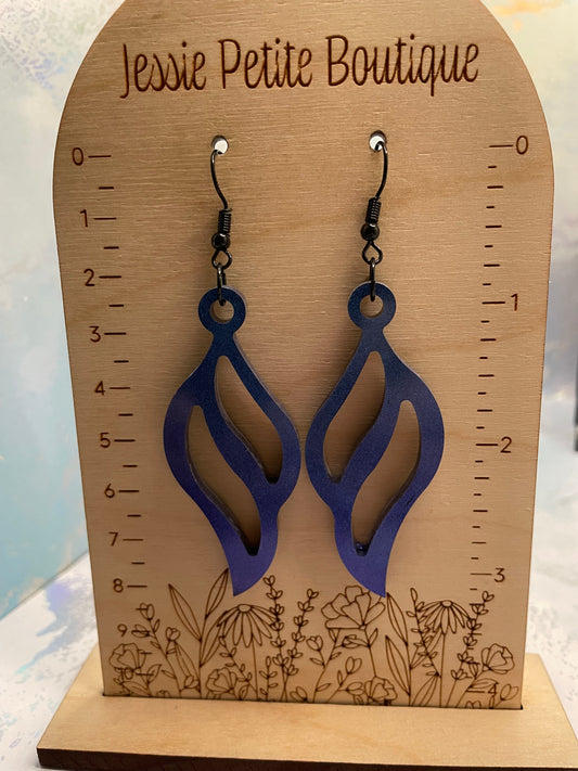 Chameleon Blue Petite Ailes du Ciel Earrings-NICKEL FREE