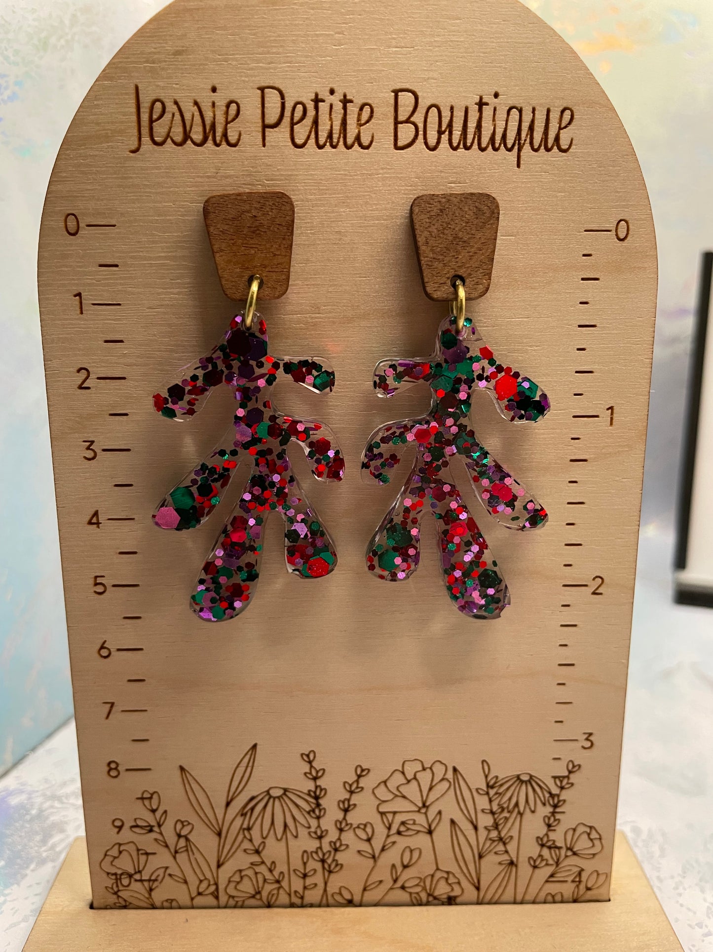 Lea : Boucles d'oreilles + Clous en bois (Acier inoxydable)